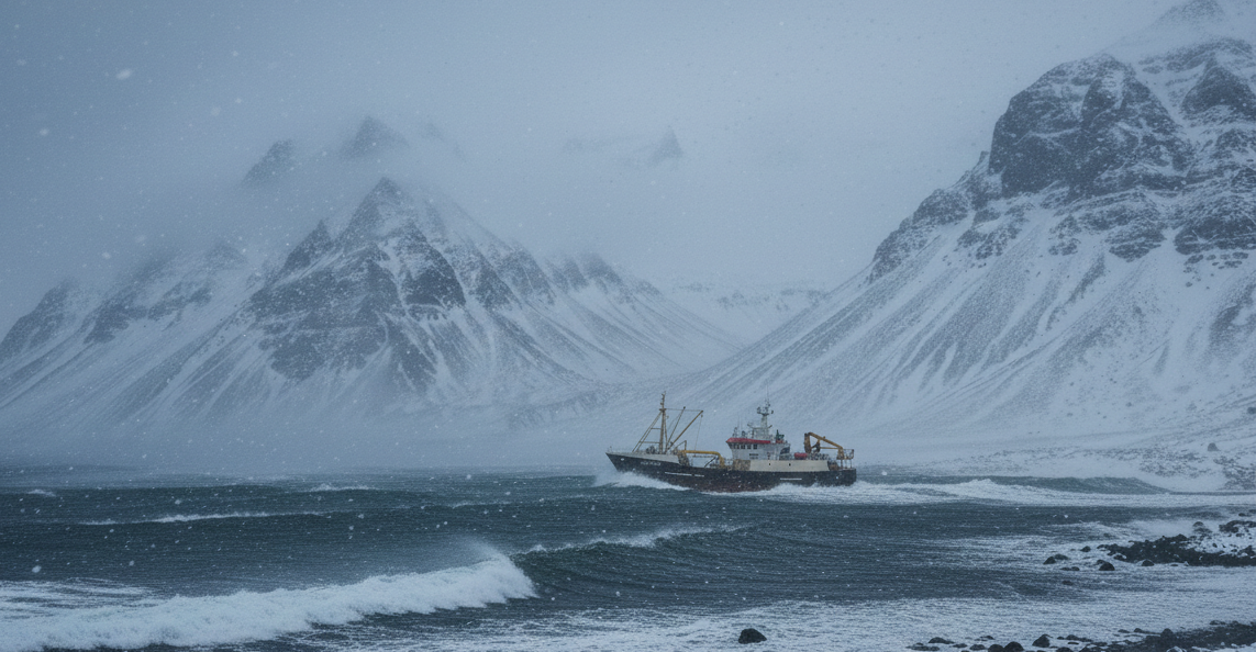 Icelandic fishing vessel at sea